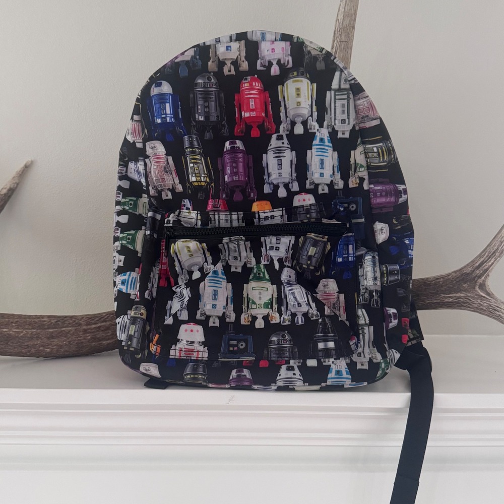 Star Wars R2-D2 Droids All Over Print Backpack Black Astromech Multi Color